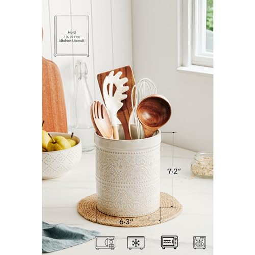 Kitchen Utensil Holder (Off-White (Lace Emboss))