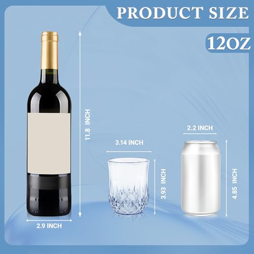 40 Pack Plastic Stemless Wine Glasses (12oz-blue)