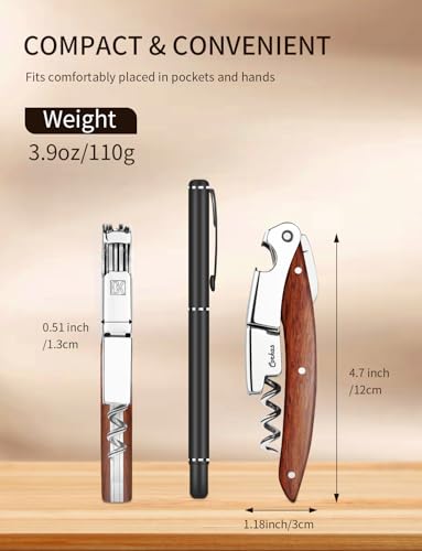 Wine Key CORKAS Prestige Waiter Corkscrew with Rosewood Handle