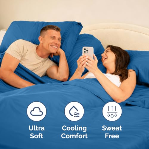 Flex Top Split Head King 4 Piece Sheet Set (20 - Denim Blue / Split Head/Flex Top)