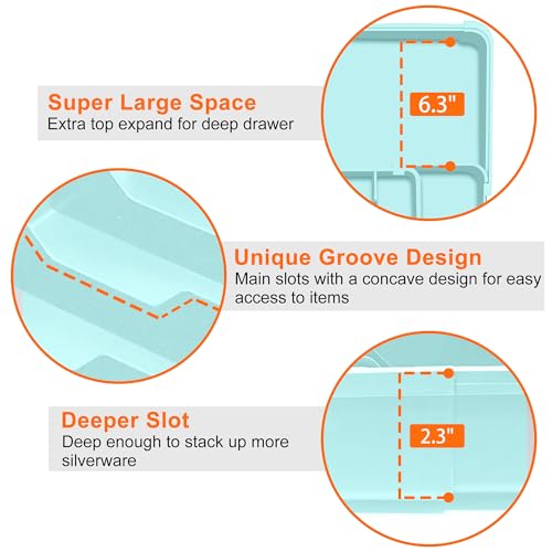 Expandable Silverware Drawer Organizer (Turquoise / M(9.5-15.2"W x 12.6-19"D))