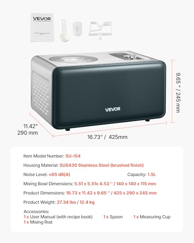 Automatic Ice Cream Maker with Built (Horizontal 1.5 Quart)