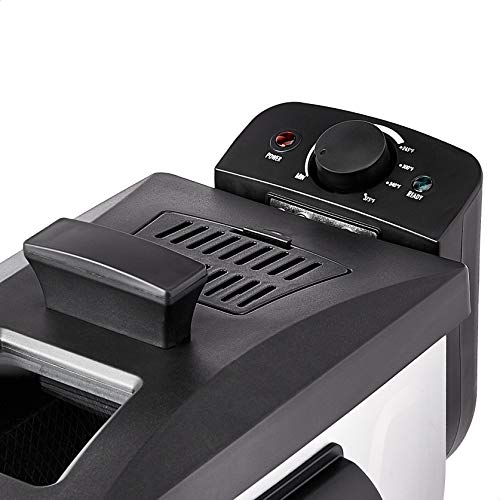 3.2-Qt (3.0L) Electric Deep Fryer with Adjustable Temperature Control, Easy Draining Basket, Viewing Window, Fast-Heating 1500W, Stainless Steel Exterior, Black & Silver (3.2-Qt, Black & Silver)