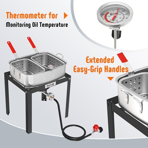 18 QT Propane Fish Fryer Pot and Baskets for Outdoor Cooking (18 QT)