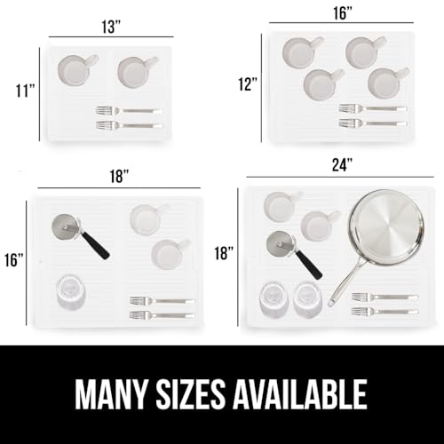 Patented BPA Free Silicone Dish Drying Mat (16" x 12" / Silicone / White)