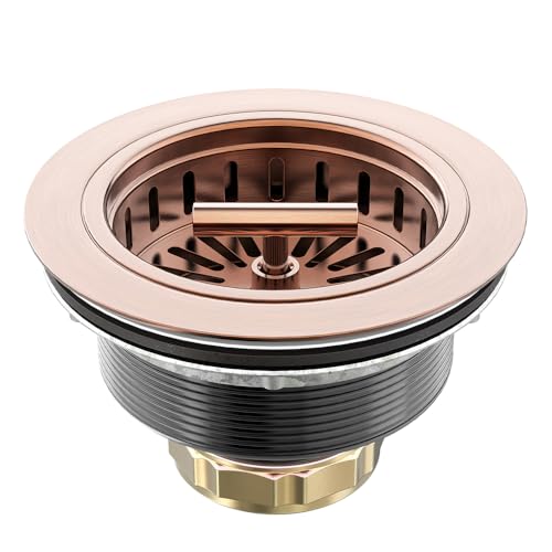 Copper Sink Drain 3.5 Inch Kitchen Sink Drain Assembly Stainless Steel Sink Strainer Sink Stopper Antique Copper Basket Strainer for 3