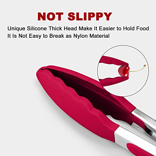 2 Pack Silicone Kitchen Tongs (Wine Red)