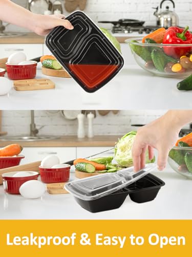 60 Sets 32oz Meal Prep Containers 2 Compartment (2 Compartment-32oz)