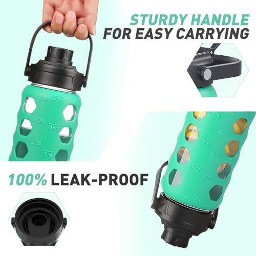 Glass Water Bottle (Green / 24 Ounces)