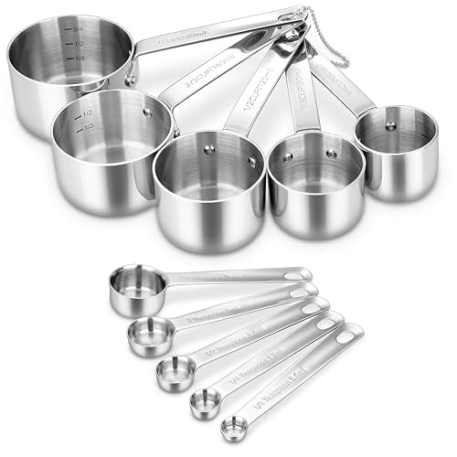 Premium 18 10 Measuring Set (Silver / Measuring Cups & Spoons)