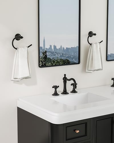 Black Towel Ring Wall Mounted for Bathroom (Matte Black)