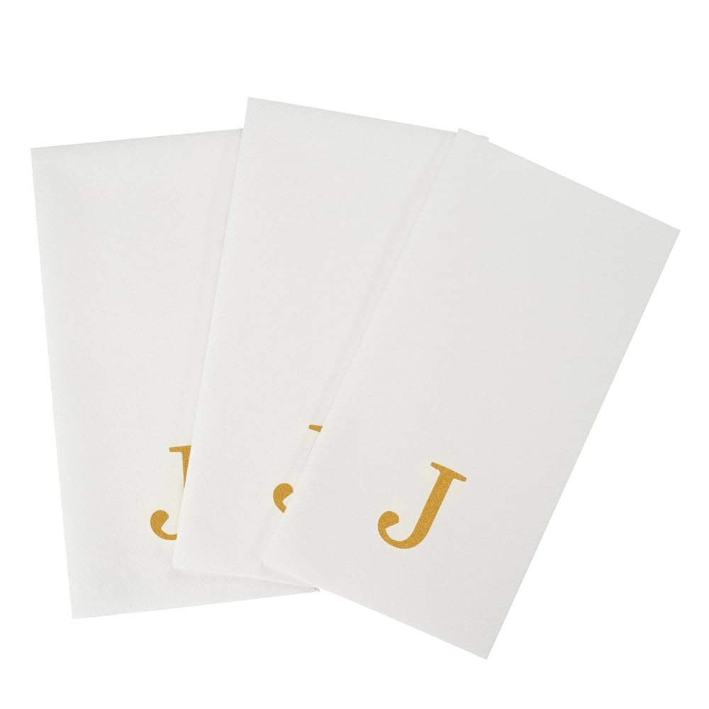 Paper Rectangle Gold Letter J Linen (Gold / 2000 Count / J)