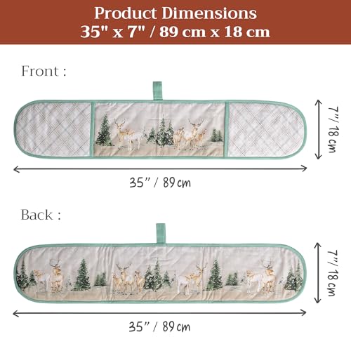 Double Oven Mitts 100% Cotton Double Oven Glove (049 - Deer in the Woods / 7" x 35" (Double Oven Mitt))