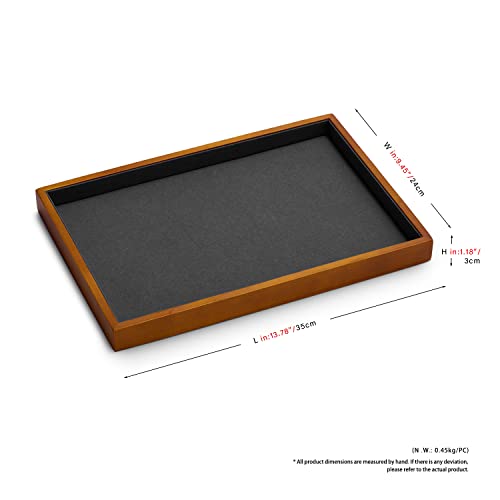 Wood Flat Jewelry Tray Stackable Jewelry Drawer Organizer Showcase Jewelry Holder (Grey flat tray)