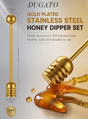 Honey Dipper 6.3 in Stainless Steel Server Stick (Gold)