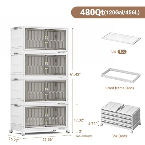 480Qt Stackable Storage Bins with Lids (4 Count)