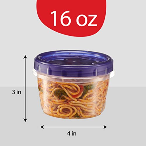 6 Pack Twist Cap Food Storage Containers with Blue Screw on Lid (16 OUNCE)