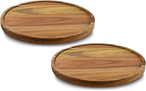 9" Acacia Wood Lazy Susan Organizer Kitchen Turntable for Cabinet Pantry Table Organization (2 Count)