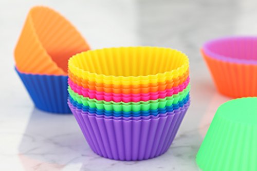 44270 Reusable Silicone Baking Cups and Cupcake Liners (2.75" Dia(top) x 1.25" tall and 1.8" Dia (bottom))