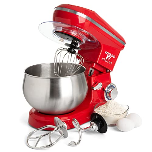 Stand Mixer 6 Speed Electric Mixer With 5.5 Quart Stainless Steel Mixing Bowl (Red)