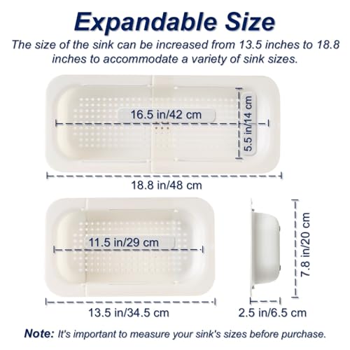Extendable Sink Colander Strainer Basket (White)