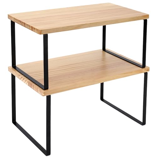 Large Cabinet Shelf Organizers Solid Wood Spice Rack Organizer for Cabinet Kitchen Countertop Storage