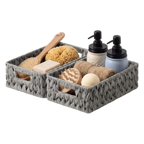 Wicker Baskets for Storage (Gray / 11¼"L x 7½"W x 3½"H)