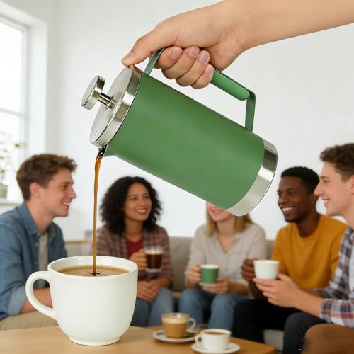 Green 600ml French Press Coffee Maker (20 oz / Green)