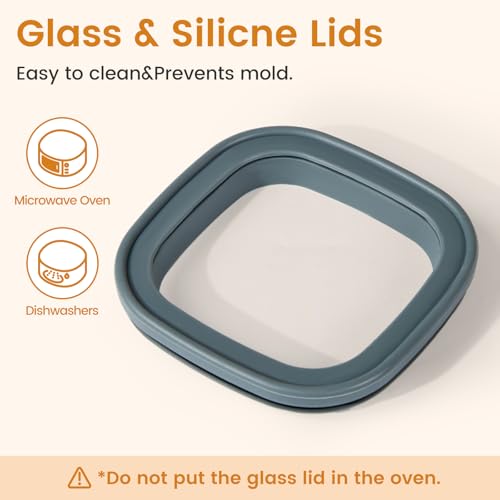 Glass Storage Jars with Lids (Square Gray 5 Pcs)