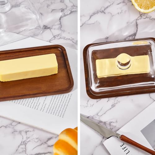 Glass butter dish with lid