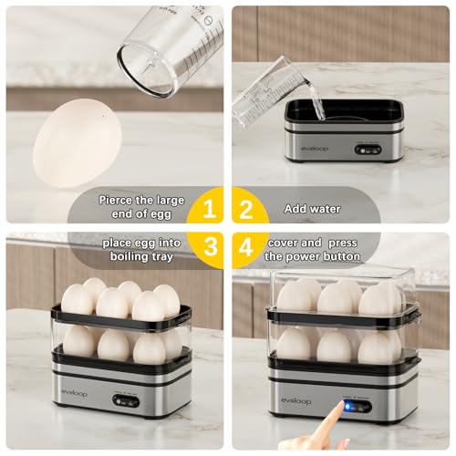 Rapid Egg Cooker Electric 12 Eggs Capacity (Silver)