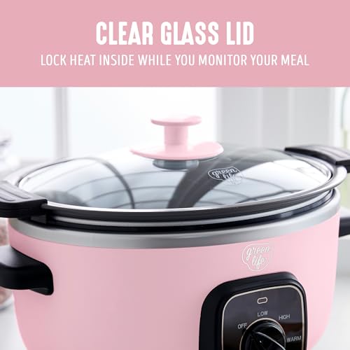 3.5QT Ceramic Nonstick Slow Cooker (Pink / 3.5 Quarts)