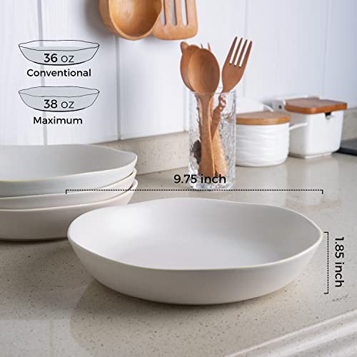 9.75'' Ceramic Large Pasta Bowls (Matte White / Set of 4)