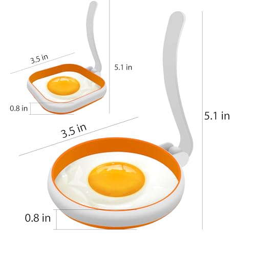 White Food Grade Silicone Egg Rings (2Pcs Round+2Pcs Square / White)