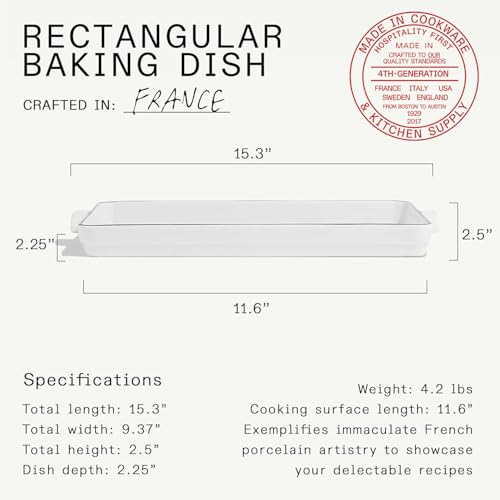 Cookware Rectangular Baking Dish (Porcelain w/ Navy Rim)