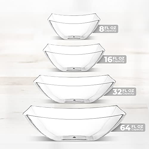 4 Pack Disposable Clear Plastic Serving Bowls Square Party & Candy 16oz (16 OUNCE / Clear)