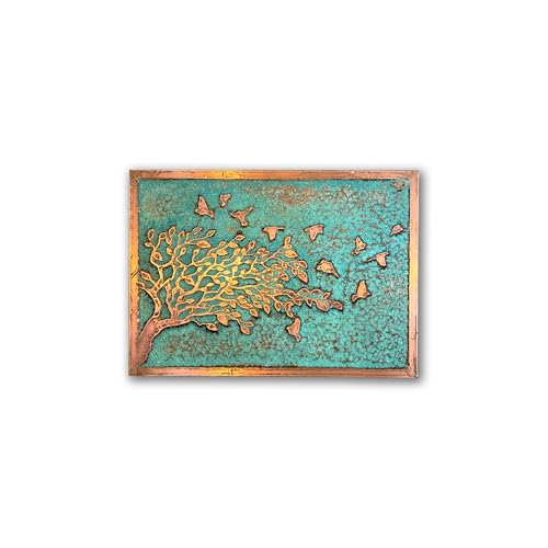 Handmade Copper Wall Art for Home (Tree of Peace / 19.6 x 27.5 in (Rectangular))