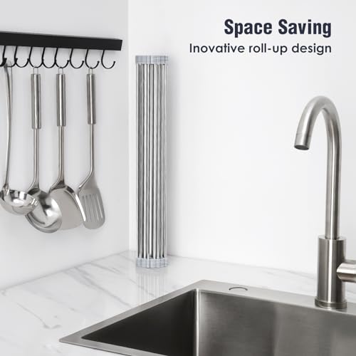 Roll Up Dish Drying Rack Over Sink (Marble / 17.7 x 12.5 in)