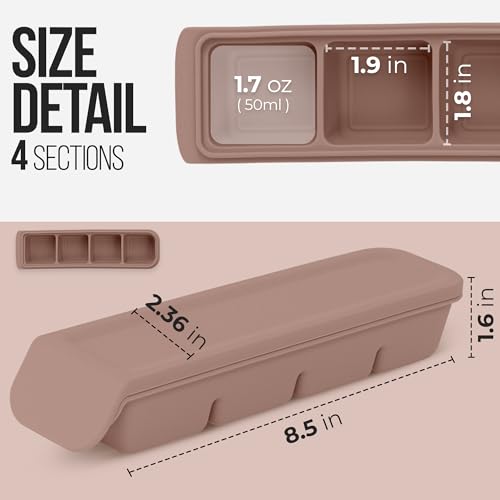 1.7 oz 4 Sections Silicone Ice Cube Freezer Tray with Lid