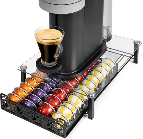 Crystal Tempered Glass Coffee Pod Drawer Organizer