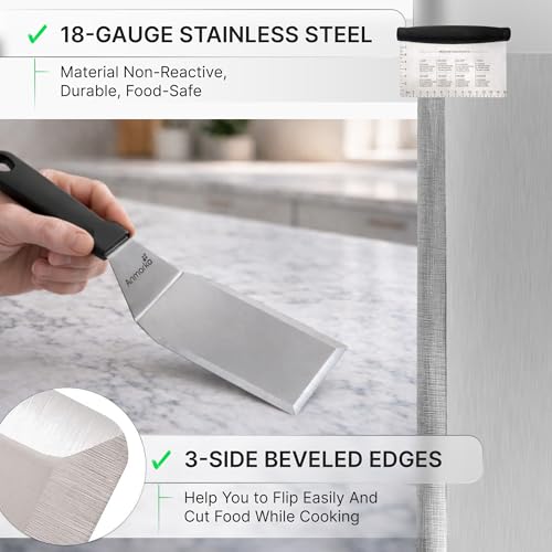 Metal Spatula Griddle Accessories Set (Plastic handle set)