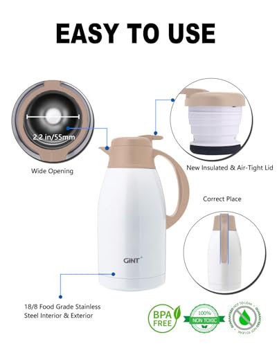 Stainless Steel Thermal Coffee Carafe (White / 64 oz)