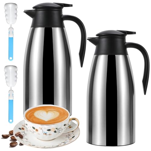 ThermoCafe 70 Oz Double Walled Vacuum Insulated Stainless Steel Carafe (silver+silver / 70 Ounces)