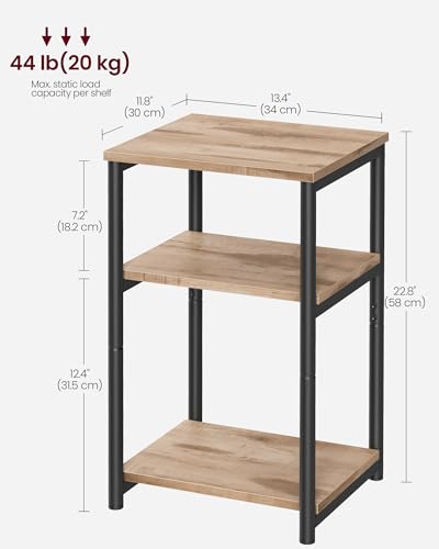 Side Table Small End Table (Camel Brown + Ink Black)