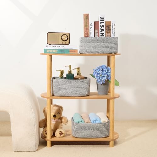Small Storage Baskets for Organizing (3pcs-L11.5xW7.5xH4.7" / Grey)