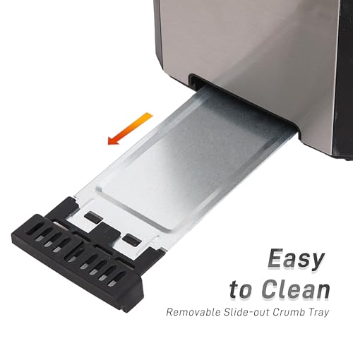 4 Slice Long Slot Stainless Steel Toaster with Extra Wide 1.5” Slots (4 pieces regular style)