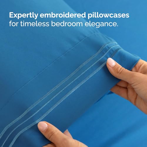 Flex Top Split Head King 4 Piece Sheet Set (20 - Denim Blue / Split Head/Flex Top)