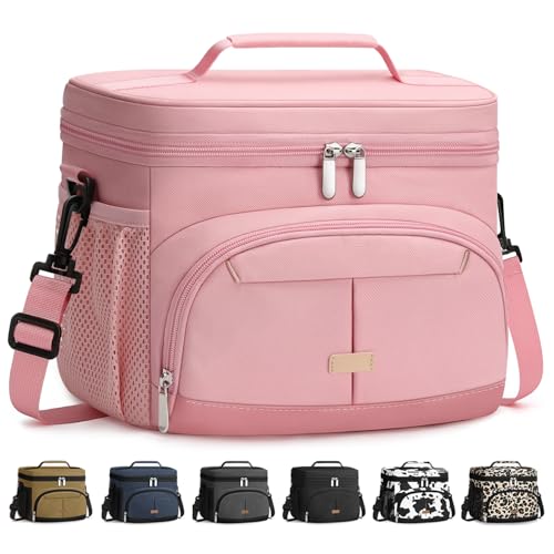 Lunch Box for Men Women Insulated Lunch Tote Cooler Bag Lunchbox (Pink / Medium)