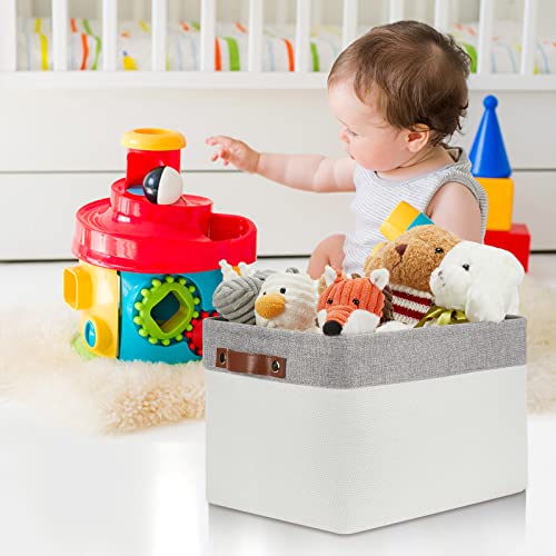 Storage Baskets for Organizing (Grey&White / L-15"x11"x9.5")