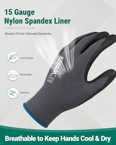W5 Foam Nitrile Coated Work Gloves for Men Women (W5 Grey (60 Pairs) / Medium)